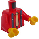 LEGO Rood Shirt Torso met Tie en Suspenders (973 / 76382)