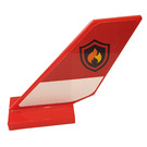 LEGO Red Shuttle Tail 2 x 6 x 4 with Fire Logo Badge and White Stripe Sticker (6239)