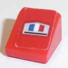 LEGO rouge Pente 1 x 1 (31°) avec French Drapeau Autocollant (35338)