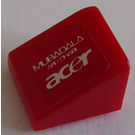 LEGO Red Slope 1 x 1 (31°) with 'MUBADALA' and 'acer' pattern Sticker (35338)