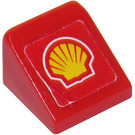 LEGO Red Slope 1 x 1 (31°) with Shell Logo Sticker (50746)