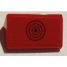 LEGO Rood Helling 1 x 2 (31°) met Zwart circles Sticker (85984)