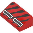 LEGO Rood Helling 1 x 2 (31°) met Zwart Lines en Grijs Grilles (85984 / 106726)