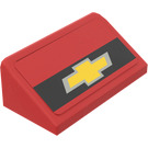 LEGO rouge Pente 1 x 2 (31°) avec Chevrolet Emblem Autocollant (85984)