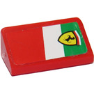 LEGO Rood Helling 1 x 2 (31°) met Ferrari logo Aan Green, Wit en Rood Background - Rechtsaf Sticker (85984)