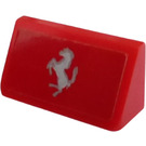 LEGO Rood Helling 1 x 2 (31°) met Zilver Ferrari Paard Sticker (85984)