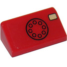 LEGO Red Slope 1 x 2 (31°) with Telephone Dial and Tan Button Sticker (85984)