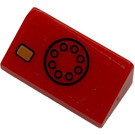 LEGO rot Steigung 1 x 2 (31°) mit Telephone Dial und Gelb Button Aufkleber (85984)