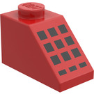 LEGO Rød Skråning 1 x 2 (45°) med 9 + 3 Svart Knapper (3040 / 80614)