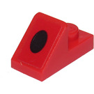 LEGO Red Slope 1 x 2 (45°) with Plate with Black Oval Sticker (15672)