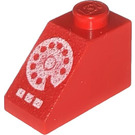 LEGO Rood Helling 1 x 2 (45°) met Wit Rotary Phone (3040)