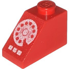 LEGO rot Steigung 1 x 2 (45°) mit Weiß Rotary Phone (3040)