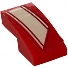 LEGO Red Slope 1 x 2 Curved with 3 Stripes (Right) Sticker (3593)