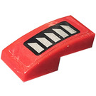 LEGO rouge Pente 1 x 2 Incurvé avec Air Vent Grilles Droite Autocollant (11477)
