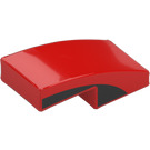 LEGO Red Slope 1 x 2 Curved with Black on Side (3593 / 110071)