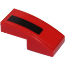 LEGO Red Slope 1 x 2 Curved with Black Stripe - Left Sticker (11477)