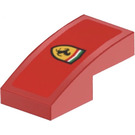 LEGO Rood Helling 1 x 2 Gebogen met Ferrari logo (Links) Sticker (3593)