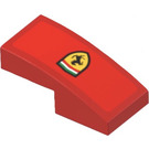 LEGO rot Steigung 1 x 2 Gebogen mit Ferrari Logo (Recht) Aufkleber (3593)