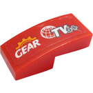 LEGO Red Slope 1 x 2 Curved with GEAR TV6 (Left) Sticker (11477)