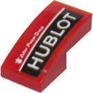 LEGO Red Slope 1 x 2 Curved with 'HUBLOT' (Model Left) Sticker (11477)