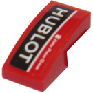 LEGO rot Steigung 1 x 2 Gebogen mit 'HUBLOT' (Recht) Aufkleber (11477)