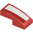 LEGO Red Slope 1 x 2 Curved with White Shape Sticker (3593)