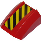 LEGO rouge Pente 1 x 2 x 2 Incurvé avec Noir et Jaune Hazard Rayures Autocollant (30602)
