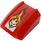 LEGO Red Slope 1 x 2 x 2 Curved with Flame and Lion Head Sticker (28659)