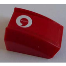 LEGO Red Slope 1 x 2 x 2 Curved with Vodafone Logo Sticker (30602 / 47904)