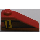 LEGO rouge Pente 1 x 3 (25°) avec "1" et Noir/rouge Rayures (La gauche) Autocollant (4286)