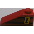 LEGO Rood Helling 1 x 3 (25°) met "1" en Zwart/Rood Strepen (Rechtsaf) Sticker (4286)