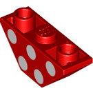 LEGO Rood Helling 1 x 3 (45°) Omgekeerd Dubbele met Wit Polka Dots (2341 / 42201)