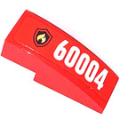 LEGO rouge Pente 1 x 3 Incurvé avec '60004' et Feu logo Autocollant (50950)