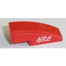 LEGO Red Slope 1 x 3 Curved with 'Alice' (right side) Sticker (50950)