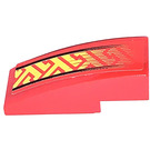 LEGO Red Slope 1 x 3 Curved with Fading Yellow Left Sticker (50950)