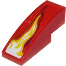 LEGO rot Steigung 1 x 3 Gebogen mit Flamme (Links) Aufkleber (50950)