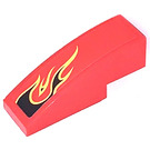 LEGO Red Slope 1 x 3 Curved with Flames Left 8227 Sticker (50950)
