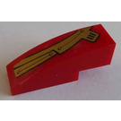 LEGO Red Slope 1 x 3 Curved with Gold Decoration Left Side Sticker (50950)
