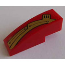 LEGO Red Slope 1 x 3 Curved with Gold Decoration Right Side Sticker (50950)