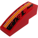 LEGO Red Slope 1 x 3 Curved with Orange Stripe and Dirt (Right) Sticker (50950)