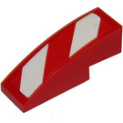 LEGO Red Slope 1 x 3 Curved with Red and White Diagonal Stripes Sticker (Left) (50950)