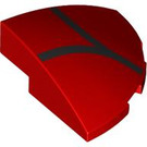 LEGO Red Slope 1 x 3 x 3 Curved Round Quarter  with Black Lines (76797 / 106207)