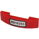 LEGO rot Steigung 1 x 4 Gebogen Doppelt mit 'BD16353' Aufkleber (93273)