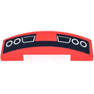 LEGO Red Slope 1 x 4 Curved Double with Black and Silver Lights and Bumper Sticker (93273)