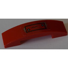 LEGO Red Slope 1 x 4 Curved Double with metal plate with two screws Sticker (93273)