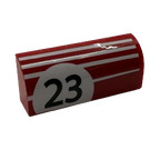 LEGO Red Slope 1 x 4 Curved with '23' (Model Left) Sticker (6191)