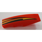 LEGO Red Slope 1 x 4 Curved with Black and Orange Flame (Left) Sticker (11153)