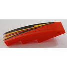 LEGO Red Slope 1 x 4 Curved with Black and Orange Flame (Right) Sticker (11153)