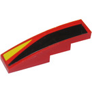 LEGO Red Slope 1 x 4 Curved with Black, Red and Yellow Stripes - Left Sticker (11153)