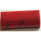 LEGO Red Slope 1 x 4 Curved with Brown Mud marks on red background Sticker (6191)